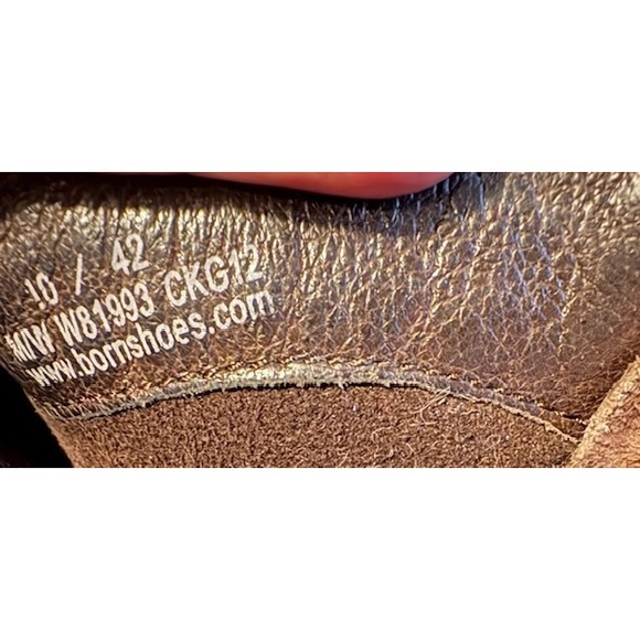 Born Womens‎ Brown Leather Studded Ankle Boots Side Zip Block Heel - Picture 9 of 9